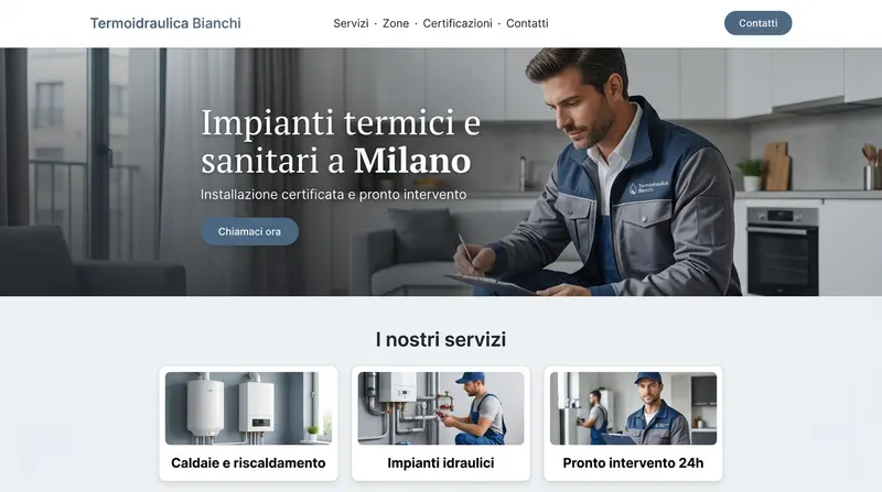 Esempio di sito generato dall'AI per Idraulico / Artigiano — Termoidraulica Bianchi