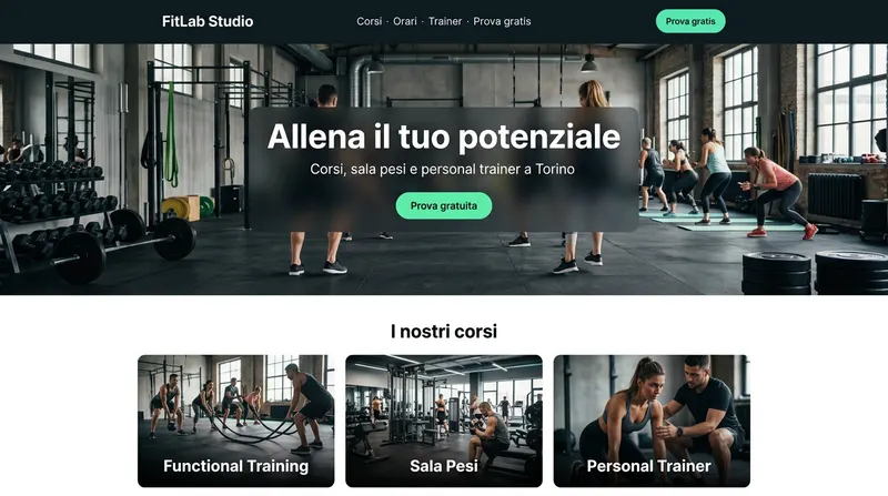 Esempio di sito generato dall'AI per Palestra / Fitness — FitLab Studio