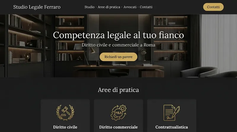 Esempio di sito generato dall'AI per Studio Legale — Studio Legale Ferraro