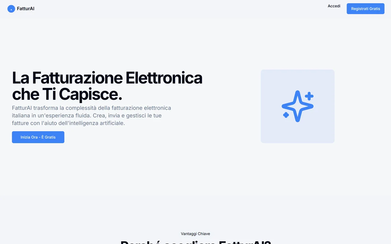 Anteprima del sito FatturAI — Fatturazione elettronica
