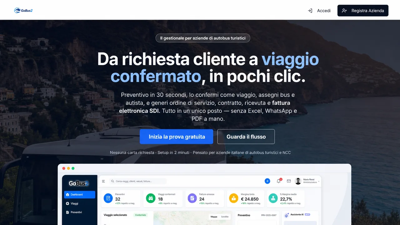 Anteprima del sito GoBus2 — Gestionale verticale