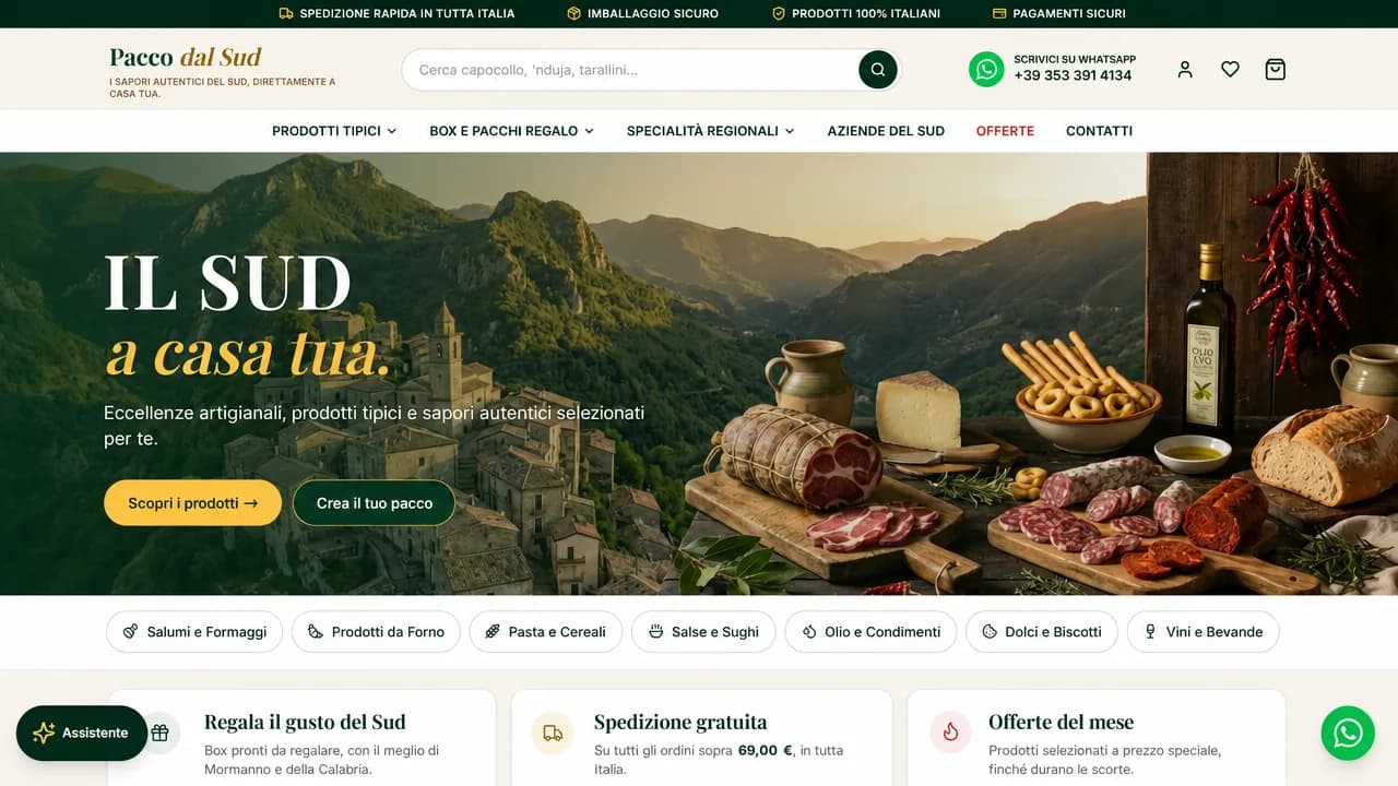 Anteprima del sito Pacco dal Sud — E-commerce