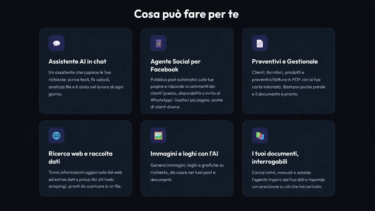 Anteprima del sito PCS Agent — Piattaforma AI
