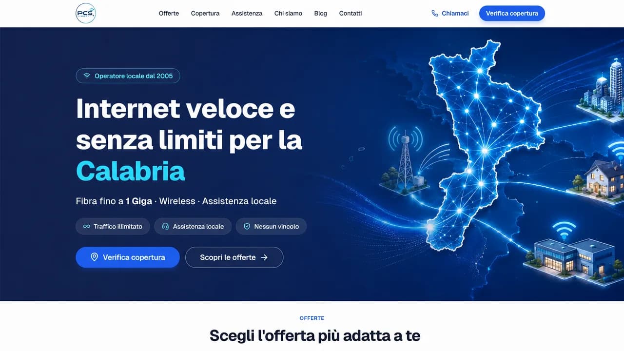 Anteprima del sito PCS Wifi — Sito operatore